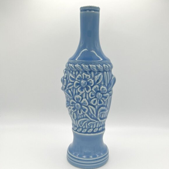 Vintage 60s Blue Regal China Jim Beam Decanter Floral Miller Mid-Century Bottle - Picture 1 of 10